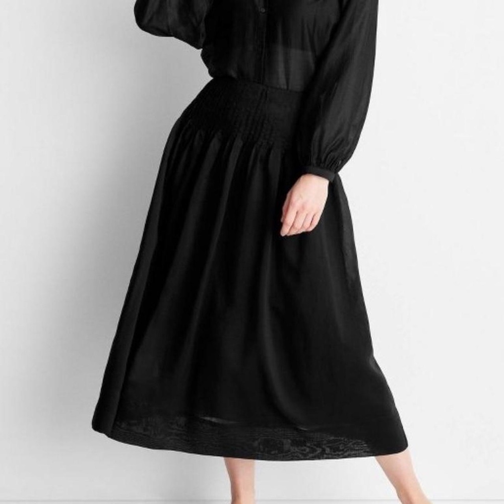 Drop Waist Semi Sheer Midi Skirt